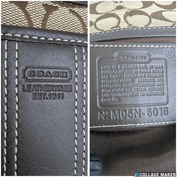 Vintage Coach Small Crossbody Bag Tan Logo Printed Canvas Brown Leather Accents - Picture 7 of 12